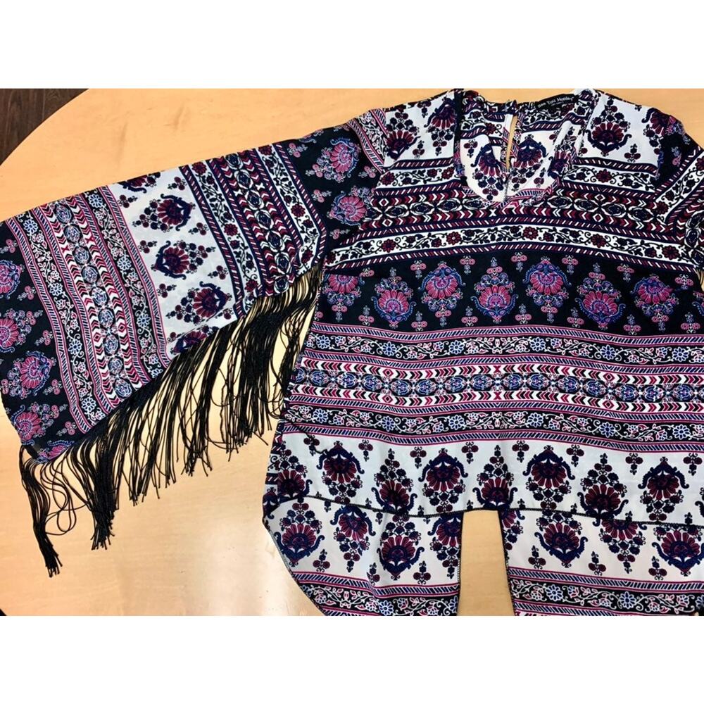 See You Monday Boho Fringe Top Size Small